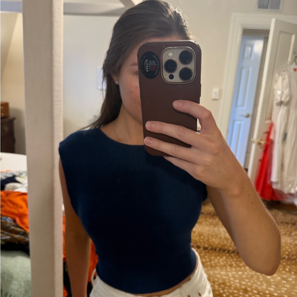 Women's Navy Sleeveless Top